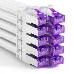 FGB 10Gbps Patchkabel 0,25m x10, RJ45 Netzwerkkabel CAT 7, (SFTP PIMF Schirmung) Kupferkabel Ethernet Kabel 25cm, DSL LAN Kabel Kurz CAT7 CAT6 CAT5, Weiß