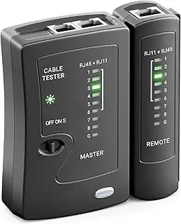 deleyCON Netzwerk Kabeltester RJ11 RJ12 RJ45 ISDN LAN Netzwerkkabel Patchkabel C