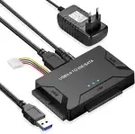 USB 3.0 zu IDE/SATA Festplatte Adapter Für 2,5 und 3,5-Zoll HDD/SSD, USB SATA Adapter Konverter Kompatibel mit Windows 10/8/7/XP/Vista, Mac OS, Linux Usw(Mit 12V 2A Netzteil)