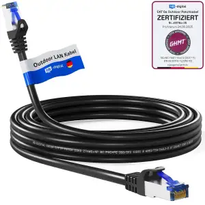 HB-DIGITAL 20m CAT 6a Outdoor LAN Kabel Netzwerkkabel Patchkabel IP66 - GHMT Zer