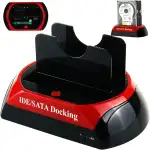 Retoo Festplatten Docking Station USB 2.0, Dockingstation für SATA IDE 2,5 Zoll & 3,5 Zoll HDD SSD SATA, Dualschacht, Offline Klon, Klonfunktion Konverter Adapter, Festplatten-Dockingstation