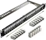 24 Port CAT7 Patchpanel mit 24 x Vergoldet Cat7 keystone rj45 kupplung,10Gbps/600MHz, Geschirmtes...