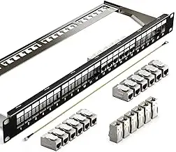 24 Port CAT7 Patchpanel mit 24 x Vergoldet Cat7 keystone rj45 kupplung,10Gbps/60