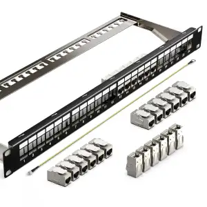 24 Port CAT7 Patchpanel mit 24 x Vergoldet Cat7 keystone rj45 kupplung,10Gbps/60
