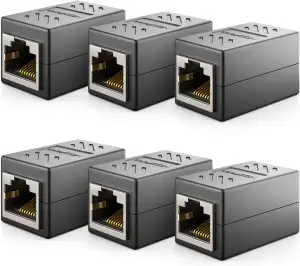 deleyCON 6 Stück RJ45 Kupplung (1000 Mbit) Gigabit LAN Kabel Verlängerung Netzwe
