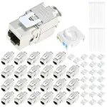 QWORK® 24x CAT6a Keystone Modul RJ45 Kupplung Verbinder Geschirmt für Patchkabel
