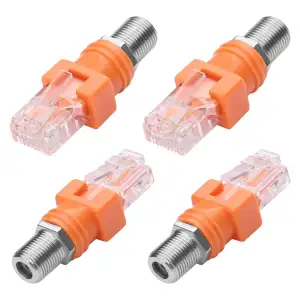 CERRXIAN F auf RJ45 Konverter-Adapter, 4 Stück, R-F-Buchse auf RJ45-Stecker, Eth