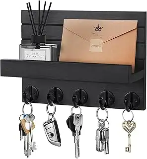 Schlüsselbrett mit Ablage, Dekoratives Holz Wandregal, Schlüsselbrett Holz Schwa