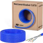 HB-DIGITAL 50m CAT 8 Netzwerkkabel LAN Kabel Verlegekabel Ethernet Installationskabel 40 Gbit/s AWG 22/1 reines Kupfer S/FTP LSZH BauPVO Klasse B2ca Datenkabel Simplex - Blau