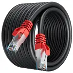 LAN Kabel 20meter Cat 7 Netzwerkkabel 20m Outdoor Hochgeschwindigkeit Wlan Ethernet Kabel SFTP Schirmung 10000Mbits RJ45 Gigabit Internet Patchkabel Schwarz Wasserfest - für PS5/4 Xbox Modem Router