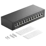 deleyCON CAT 6 Patchpanel Verteilerfeld 12 Port 1 HE Desktop & Wandmontage Geschirmt 12x RJ45 Buchse LAN Netzwerk Verlegekabel TIA568A TIA568B RAL 9005 Schwarz