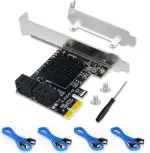 SATA Karte, PCIe SATA Karte 4 Ports mit 4 SATA Kabeln, SATA 3.0 Controller Erweiterungskarte