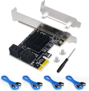 SATA Karte, PCIe SATA Karte 4 Ports mit 4 SATA Kabeln, SATA 3.0 Controller Erwei