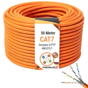 Premium X 50m CAT 7 Netzwerkkabel LAN Kabel Verlegekabel Ethernet Installationsk