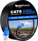 MutecPower CAT6 50m Außen Verwendung wasserdicht - CCA - Direct Burial Ethernet Netzwerkkabel - 250 Mhz - 50 meter
