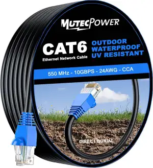 MutecPower CAT6 50m Außen Verwendung wasserdicht - CCA - Direct Burial Ethernet 