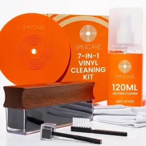 SPINCARE 7-in-1 Schallplatten Reinigungsset | Velvet Schallplattenbürste mit Hol