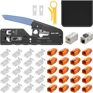 iwillink RJ45 Crimpzange Set für RJ45 Stecker mit 20 x Cat 7 Stecker (Pass throu