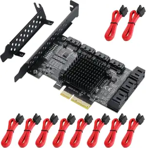 PCIE 4X SATA Karte 10 Ports, SATA3.0 HDD 6G Erweiterungskarte,PCI-E 3.0 Controll