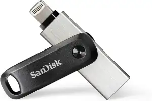 SANDISK iXpand Go Flash-Laufwerk iPhone Speicher 256 GB (iPad kompatibel, automatisches Backup, Schlüsselanhänger-Funktion, USB 3.0, iXpand App)