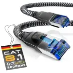 CSL - 1m Netzwerkkabel CAT 8 - LAN Kabel Patchkabel - Baumwollmantel - CAT8.1 High Speed Gigabit ...