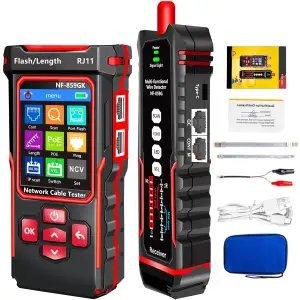 NF-859GK Netzwerk-Kabeltester TDR Multifunktional mit IP-Scan/VFL/PING/POE/CAT5 CAT6 CAT7 /RJ45 RJ11 Kabeltester für Telefonleitungen Ethernet-Kabeltester LAN-Netzwerktester