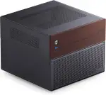 Jonsbo N4 NAS Gehäuse Schwarz – Kompaktes Micro-ATX Case für DIY-NAS, Platz für 6X 3,5" & 2X 2,5" HDDs, 4 Low-Profile-Slots, USB-C & USB-A, Holzdesign