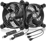 upHere Gehäuselüfter 120mm pc lüfter USB,Multi-Speed-Steuerung,mit Metallgrillschutz,zum PC/TV-Bo...