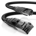 CSL - CAT8.1 Netzwerkkabel 40 Gbits 5m Baumwollmantel Black Series LAN Kabel Patchkabel RJ45 CAT8 Gigabit Ethernet Cable - 40000 Mbits - S/FTP PIMF Schirmung - kompatibel zu CAT6 CAT7
