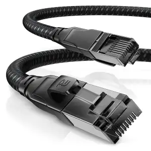 CSL - CAT8.1 Netzwerkkabel 40 Gbits 5m Baumwollmantel Black Series LAN Kabel Pat