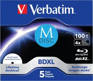 Verbatim M-Disc BD-R mit 100 GB - 4-fache Brenngeschwindigkeit - langlebige Blu-