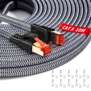YIIFELL LAN Kabel 10Meter Cat 8 Netzwerkkabel, 40Gbps Ethernet Kabel 2000MHz S/F