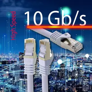 LAN Kabel 1,5m Cat7 Weiß 5x Netzwerkkabel Ethernet RJ45 10 Gbit/s SFTP Patchkabel für Router Modem Switch PC Laptop Gaming Konsole